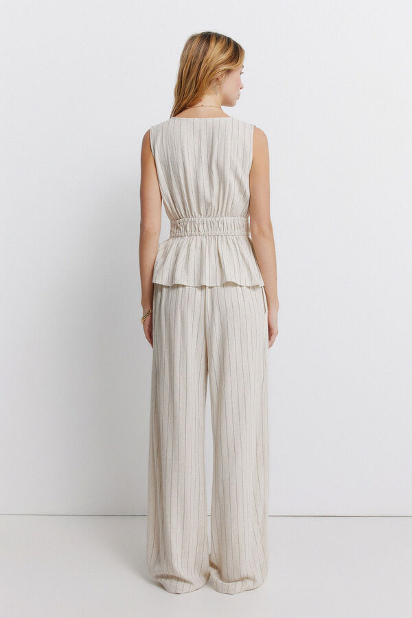 Springfield Striped wide leg trousers nude