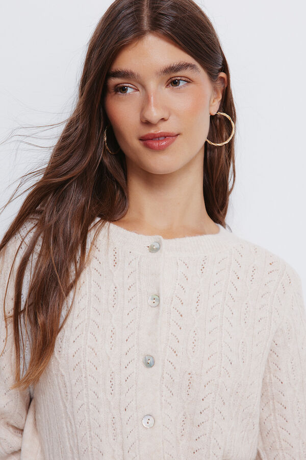 Springfield Cardigan en pointelle blanc