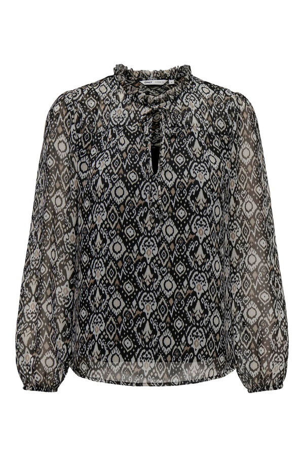 Only Blusa fluida com gola mao cinzento