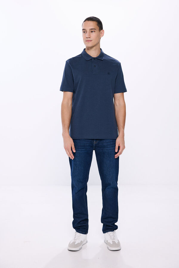 Springfield regular fit piqué polo shirt indigo blue