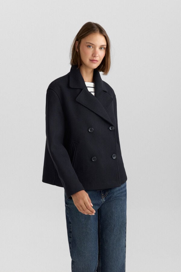 Springfield Double-breasted short jacket blue