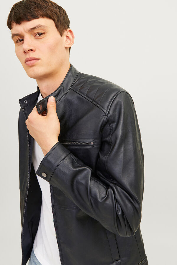 Jack & Jones Chaqueta biker efecto piel negro