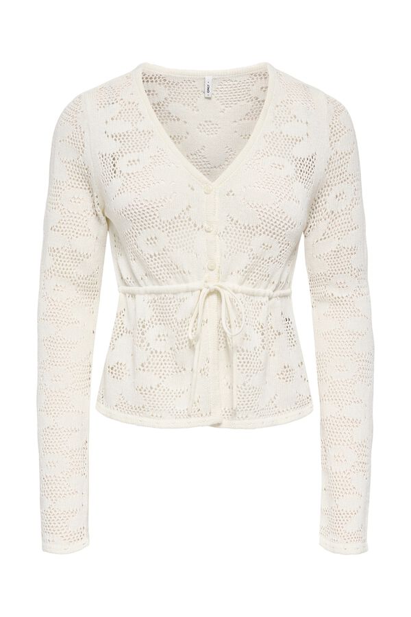 Only Openwork crochet cardigan beige