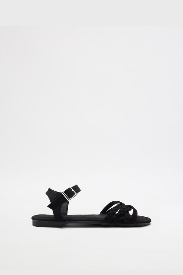 Inside Braided cross-strap sandal black