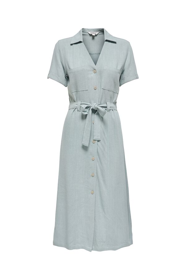 Only Vestido midi camisero kaki