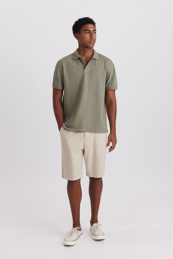 Springfield Slim fit structure polo shirt beige