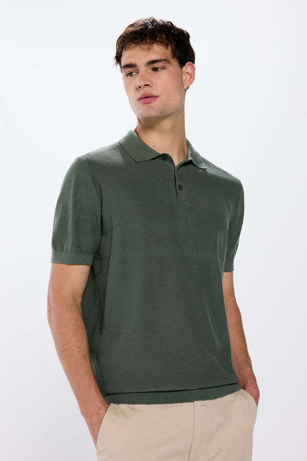 Springfield Pull col polo boutons vert