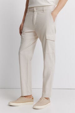Springfield Linen cargo slim fit trousers