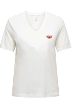 Only Kurzarm-T-Shirt mit V-Ausschnitt