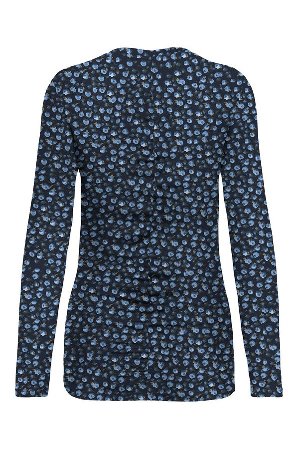 Only Top franzida com estampado floral azul