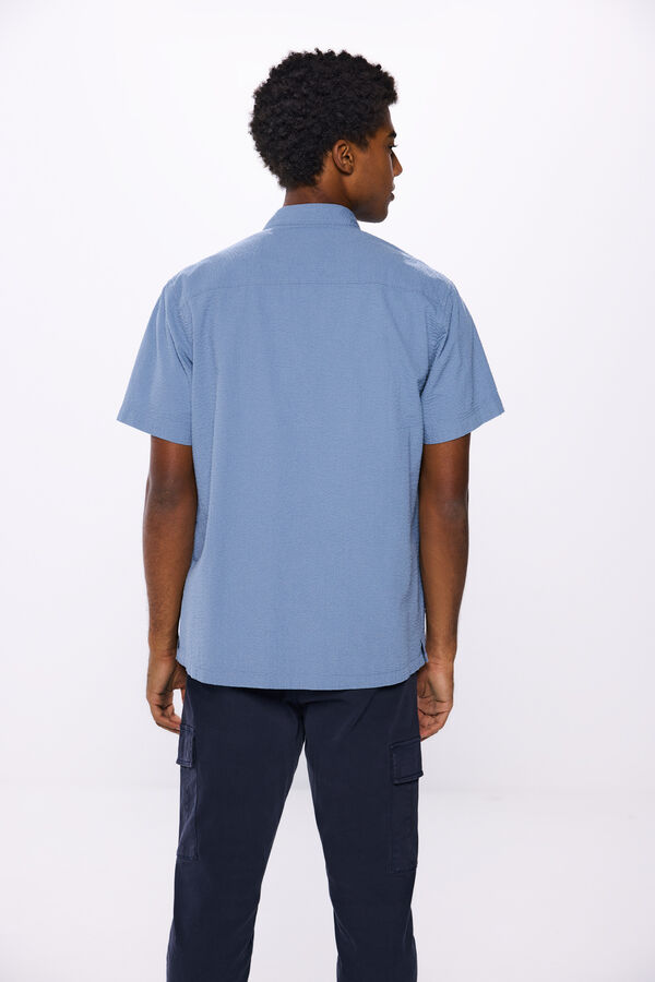 Springfield short sleeve seersucker shirt blue