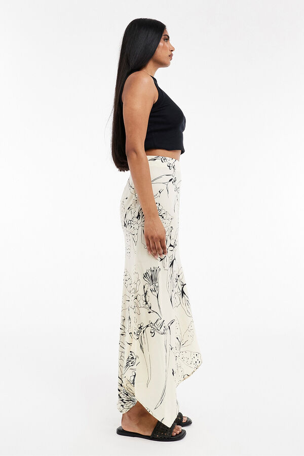 Topshop Falda estampada asim&eacute;trica blanco