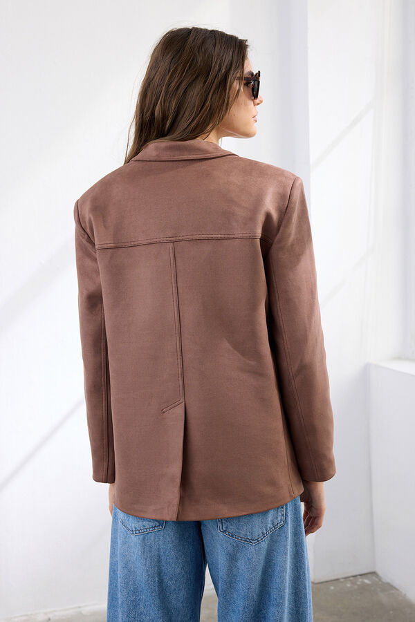 Trendyol Blazer efecto ante marr&oacute;n