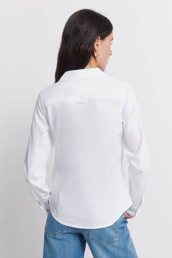 Springfield Oxford NECKLINE V cotton shirt white