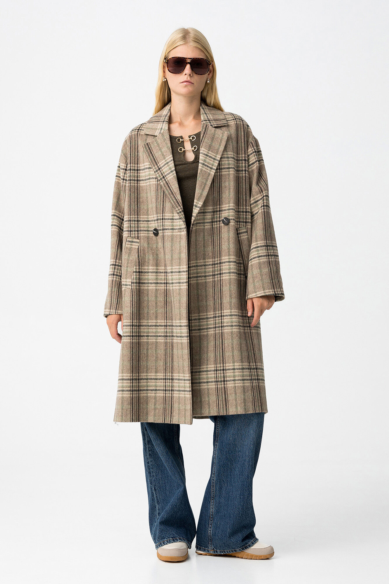 Tiffosi Sobretudo longo com estampado xadrez