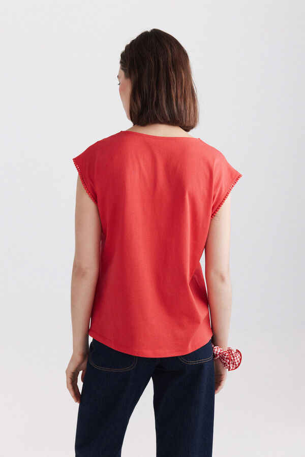 Springfield Sleeveless polka-dot T-shirt burgundy