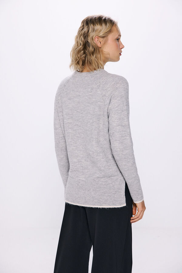 Springfield Contrasting round neck sweater grey mix