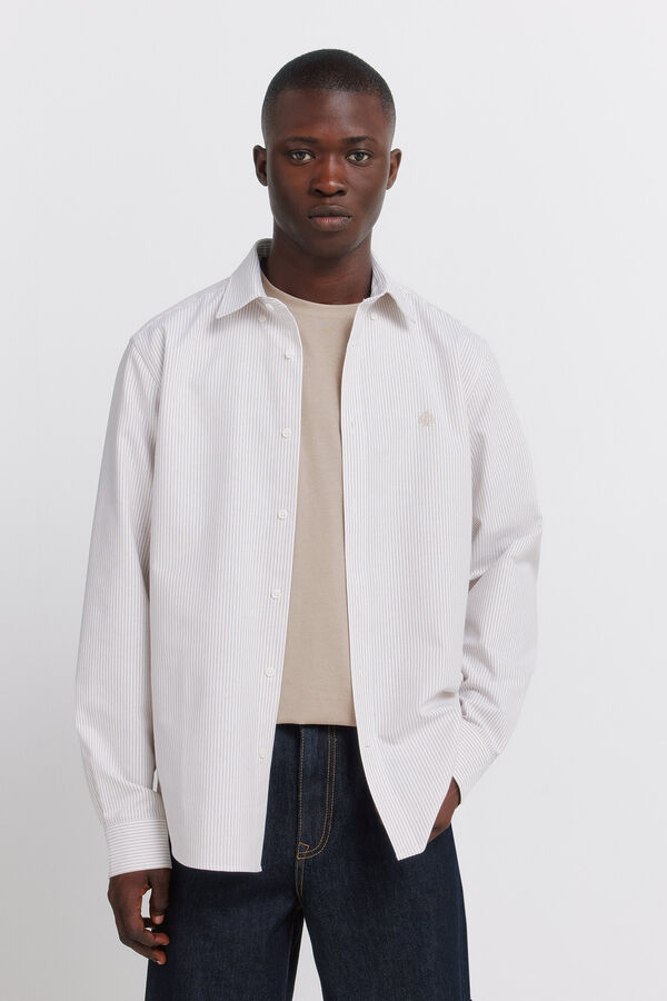 Springfield Striped oxford wrinkle free shirt brown