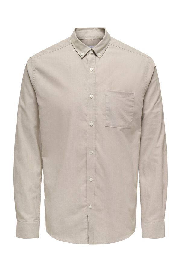 Only & Sons Oxford slim fit shirt grey