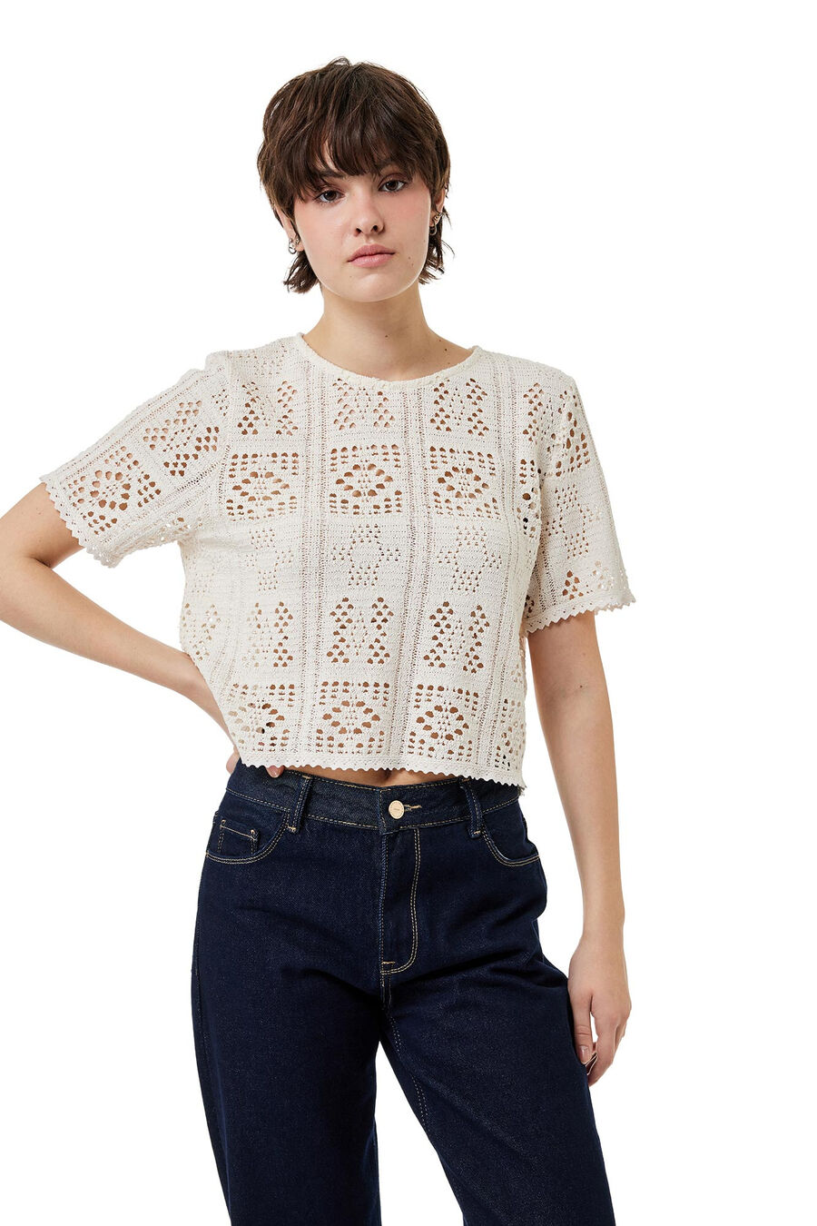 Camiseta corta de crochet