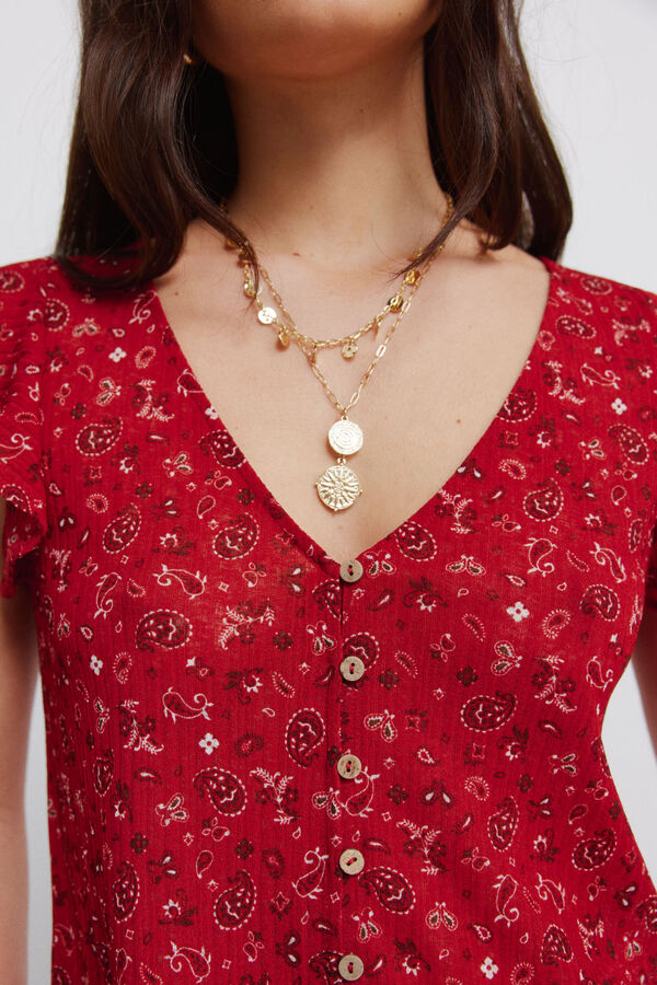 Springfield Short sleeve ruffle T-shirt red