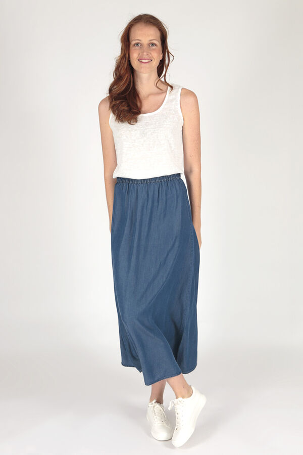 Springfield Midi skirt with elasticated waist blue