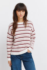 Springfield Pull en maille structur&eacute;e &agrave; rayures rose