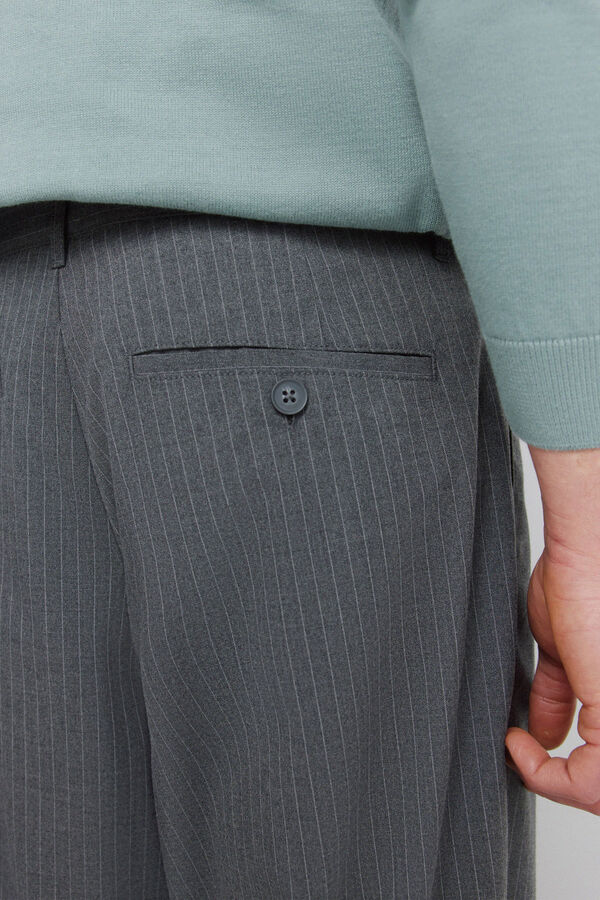 Springfield Relaxed fit striped straight trousers grey