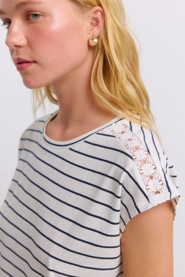Springfield Crochet shoulder T-shirt printed