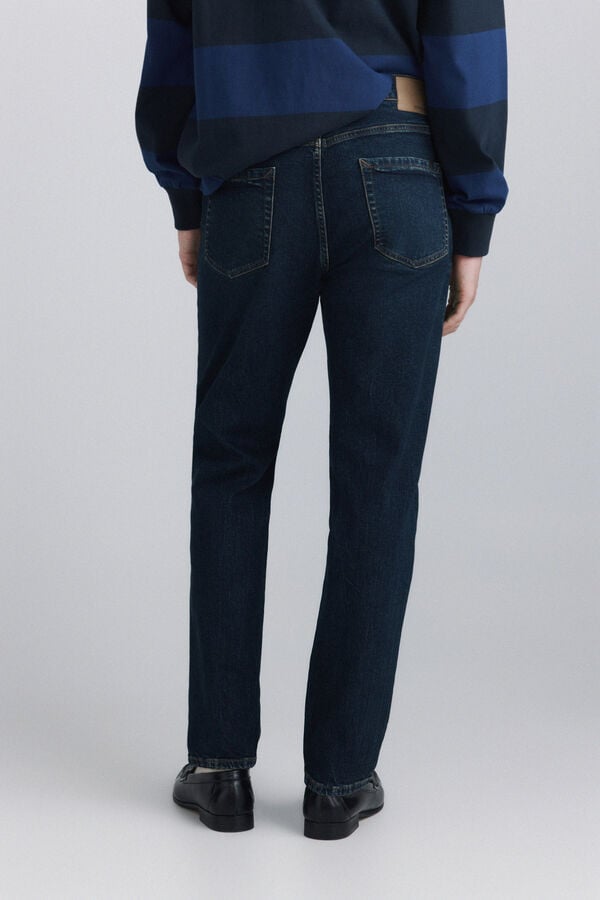 Springfield Dark wash overdyed slim fit jeans blue
