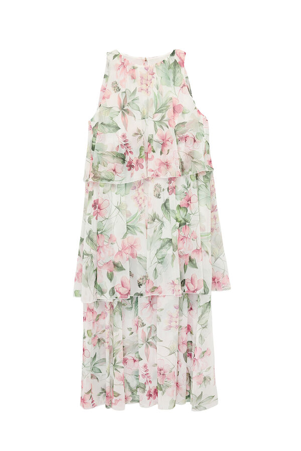 Koton Floral chiffon long dress rose