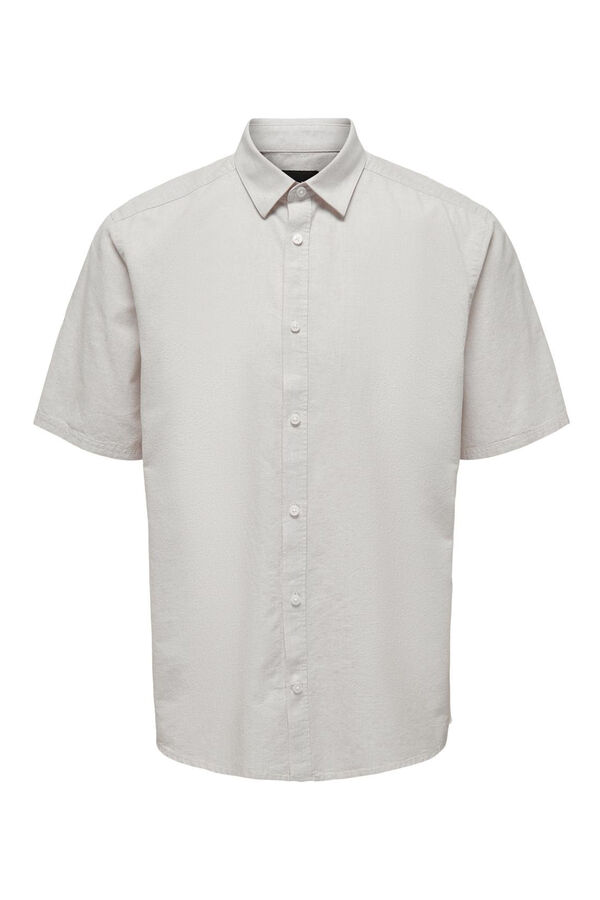 Springfield Linen shirt with short sleeves gray