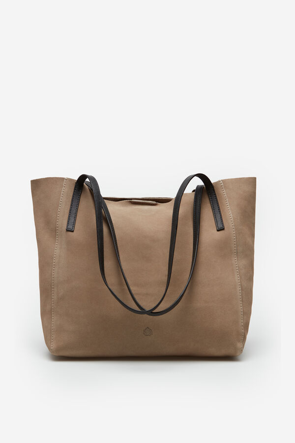 Springfield Split leather shopper bag with strap beige