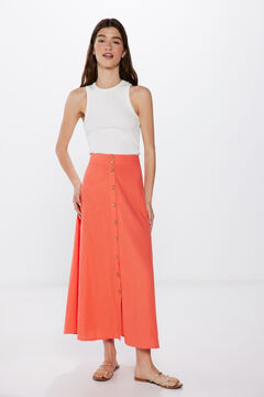 Springfield Linen midi skirt with buttons red