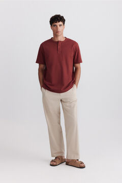 Springfield Piqu&eacute; texture Henley T-shirt