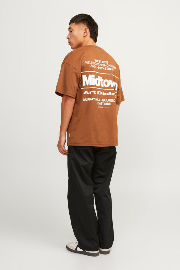 Jack & Jones Camiseta estampada folgada castanho