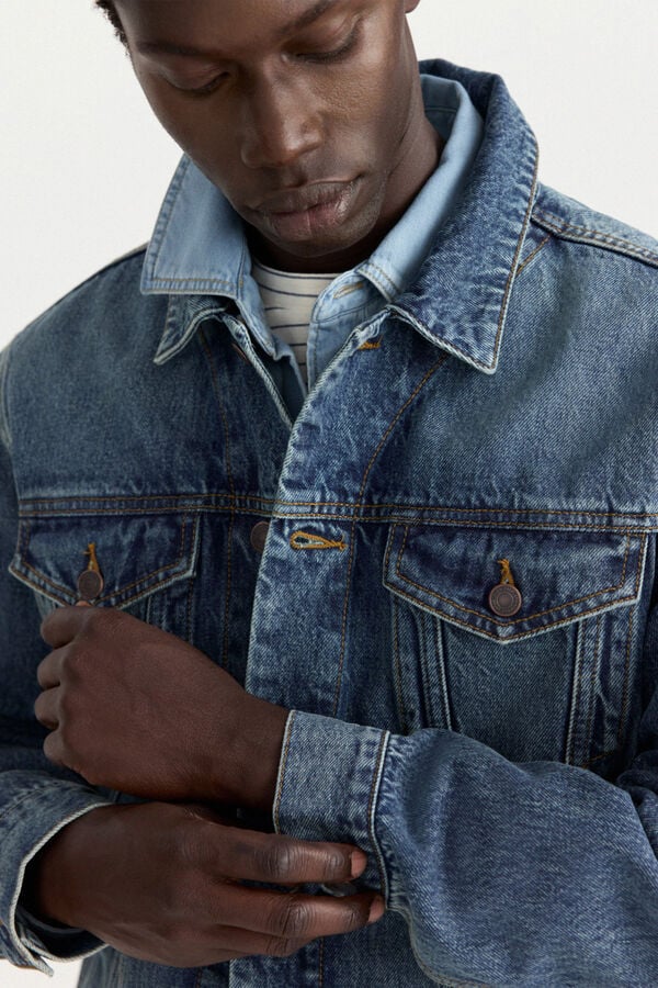 Springfield Overtinted medium wash denim jacket blue