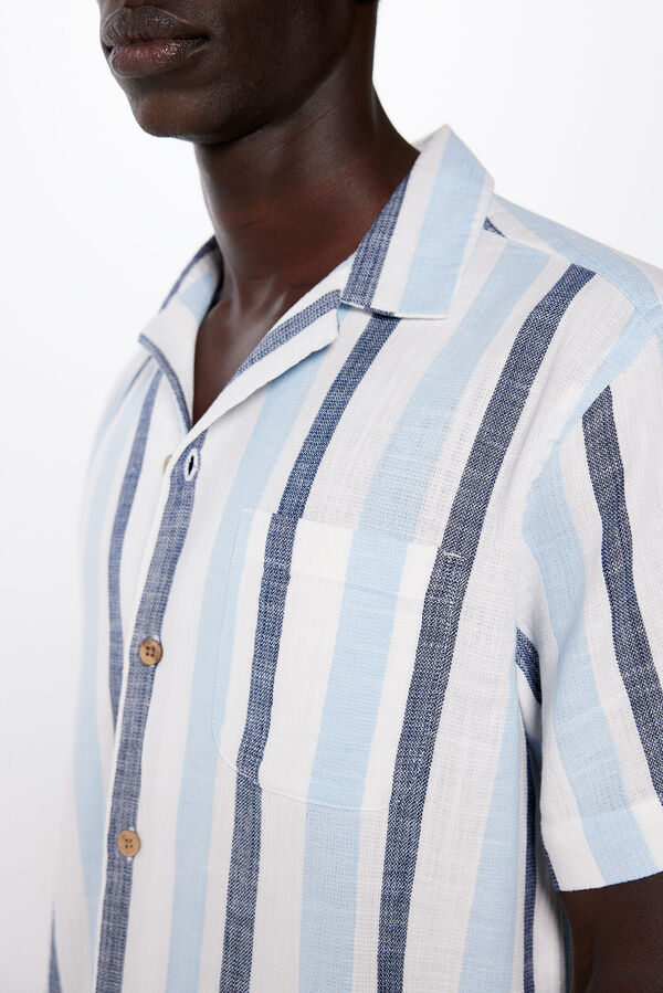 Springfield Rustic striped short sleeve shirt royal blue