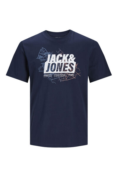 Springfield PLUS Short-sleeved cotton T-shirt with front logo navy