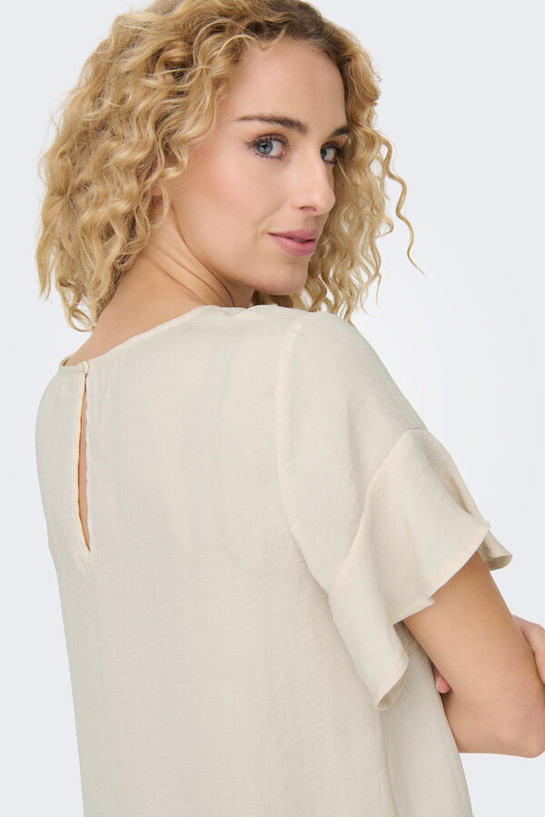 Springfield Short sleeve blouse with ruffles white