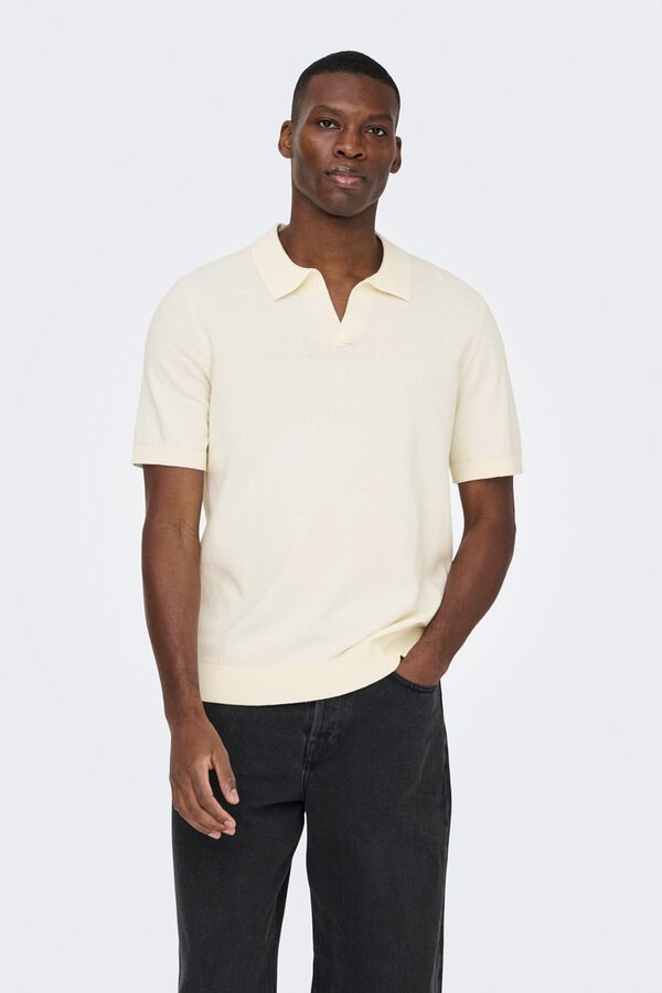 Only & Sons Polo de punto manga corta blanco