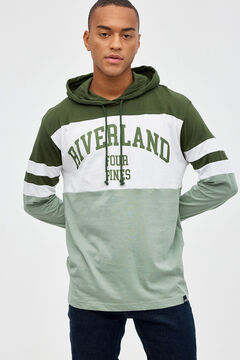 Springfield T-shirt with colour block hood natural