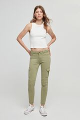 Only Jeans skinny cargo com bolsos laterais verde