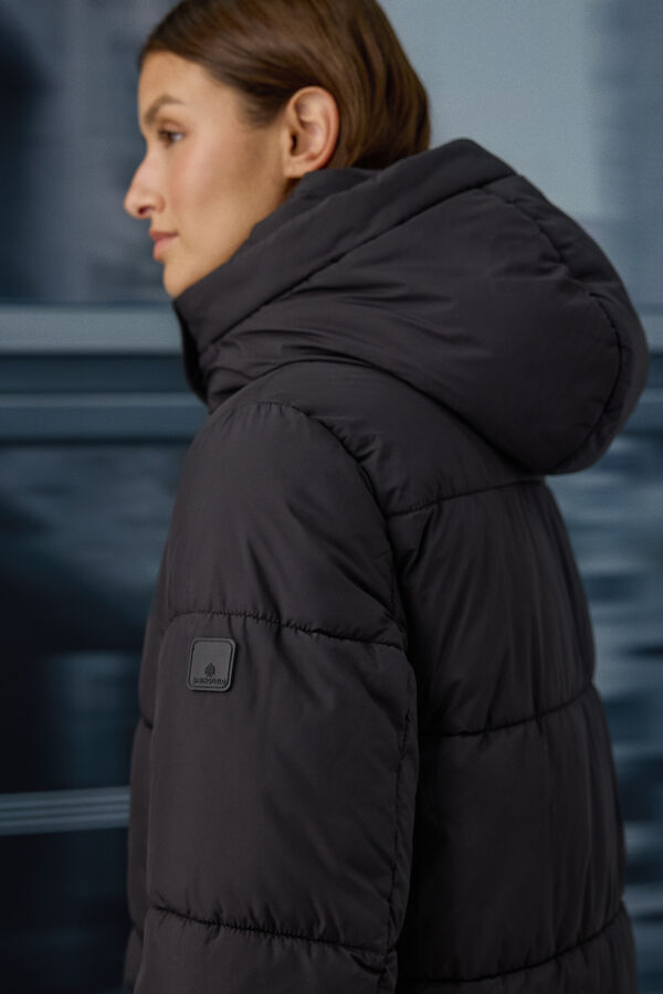 Springfield Veste longue matelass&eacute;e thermique &agrave; capuche noir