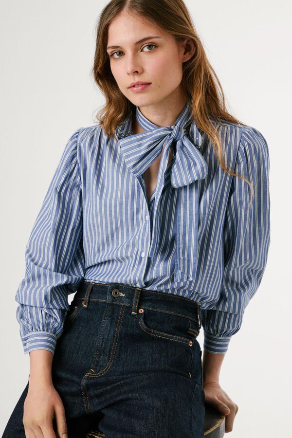 Pepe Jeans Striped Poplin Shirt Plava