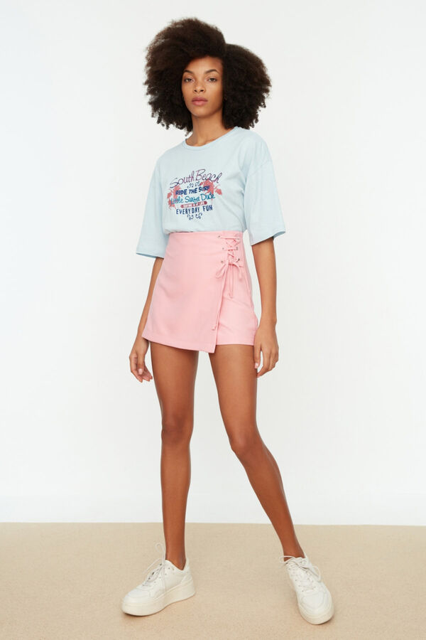 Trendyol Falda pantal&oacute;n detalle de cord&oacute;n rosa