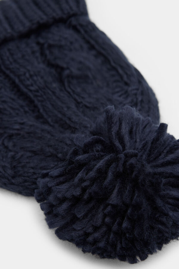 Springfield jersey-knit braided pompom hat bluish