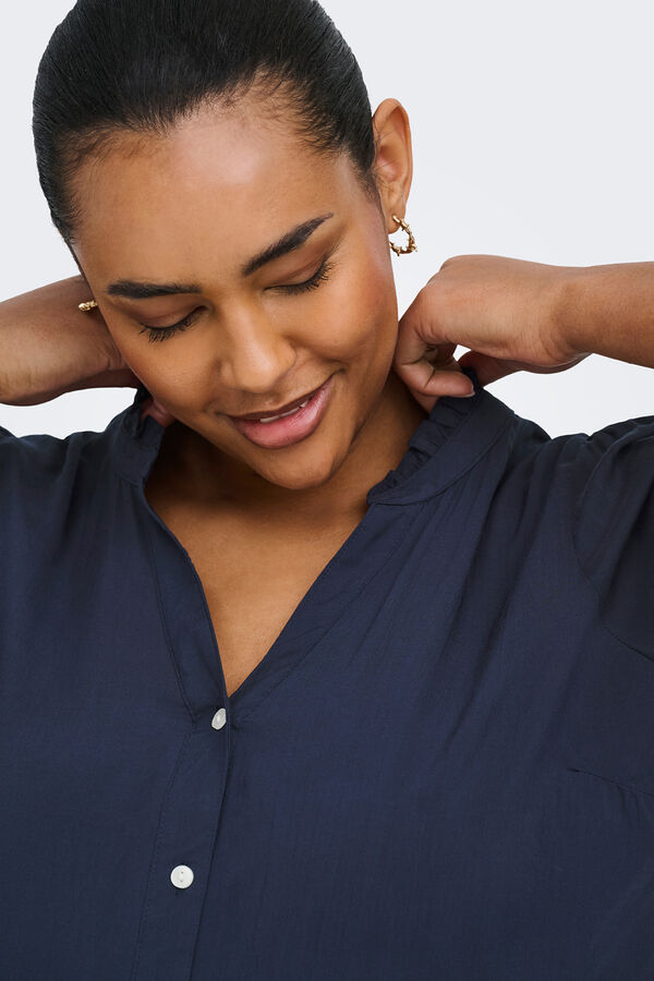 Only Carmakoma Elastic sleeve shirt plus size blue