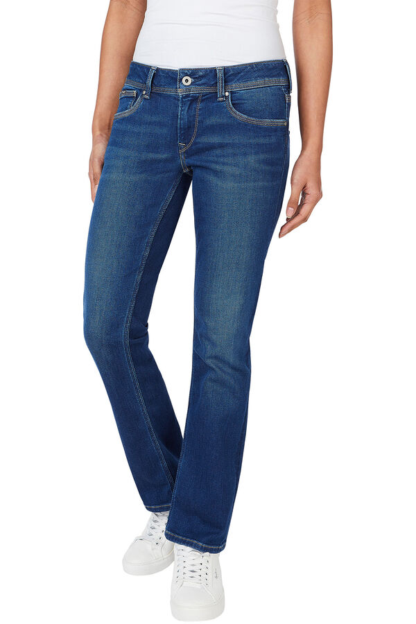 Springfield Women's straight cut mid rise jeans plava