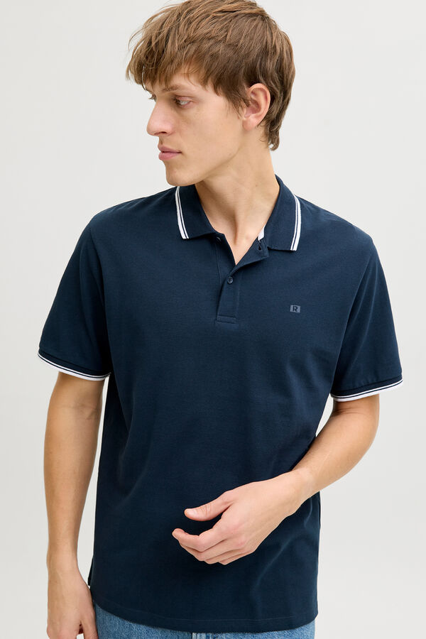 JJ REBEL Polo regular fit punto piqu&eacute; azul